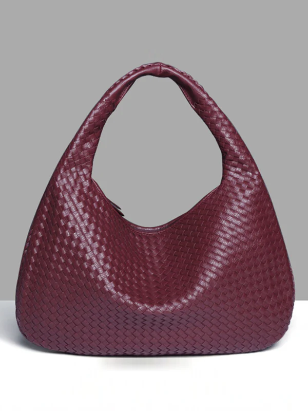 Geometric Solid Color Split-Joint Woven Zipper Bags Handbags - Image 6