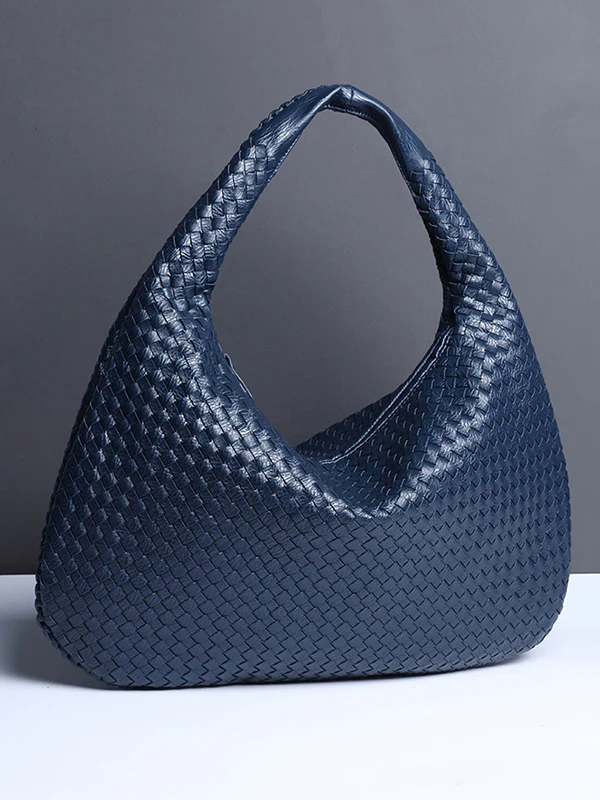 Geometric Solid Color Split-Joint Woven Zipper Bags Handbags - Image 9