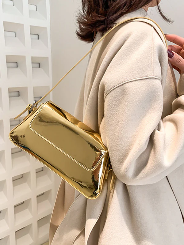 Geometric Solid Color Zipper Bags Handbags - Image 2