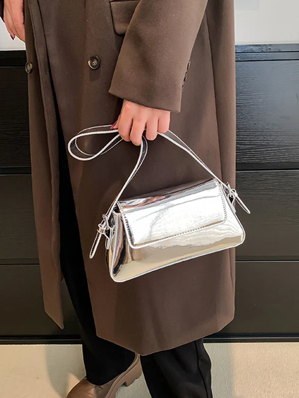 Geometric Solid Color Zipper Bags Handbags - Image 6