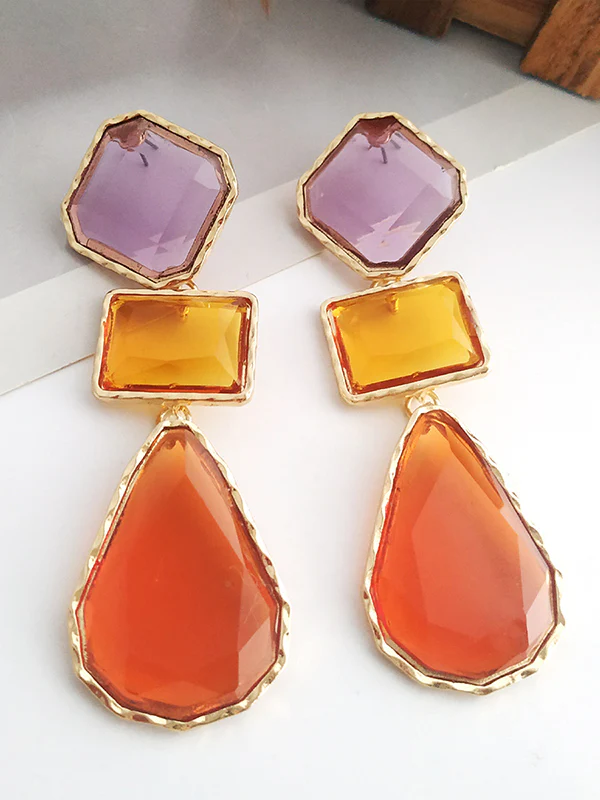 Geometric Split-Joint Drop Earrings - Image 2
