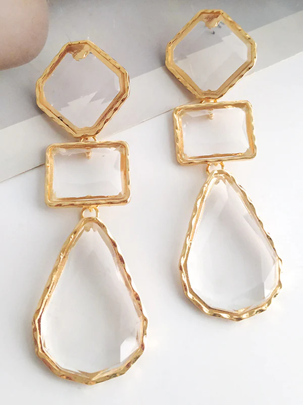 Geometric Split-Joint Drop Earrings - Image 3