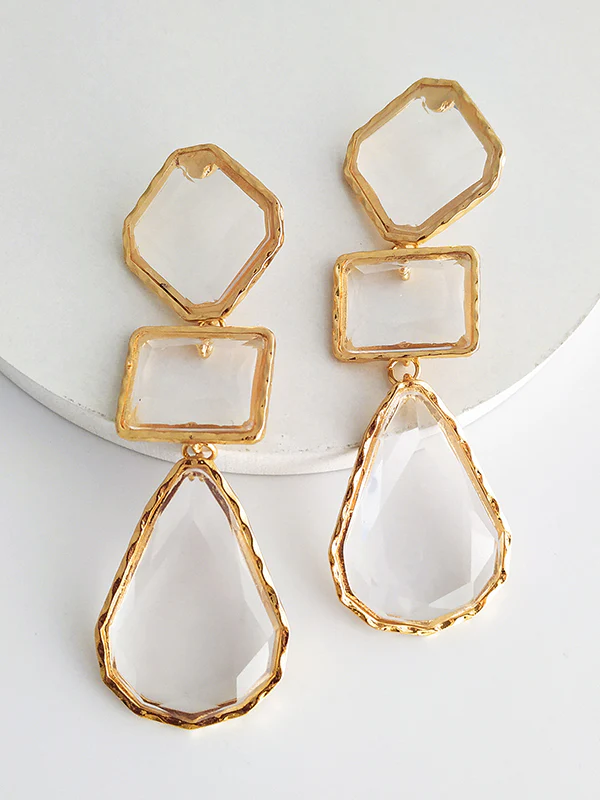 Geometric Split-Joint Drop Earrings - Image 4