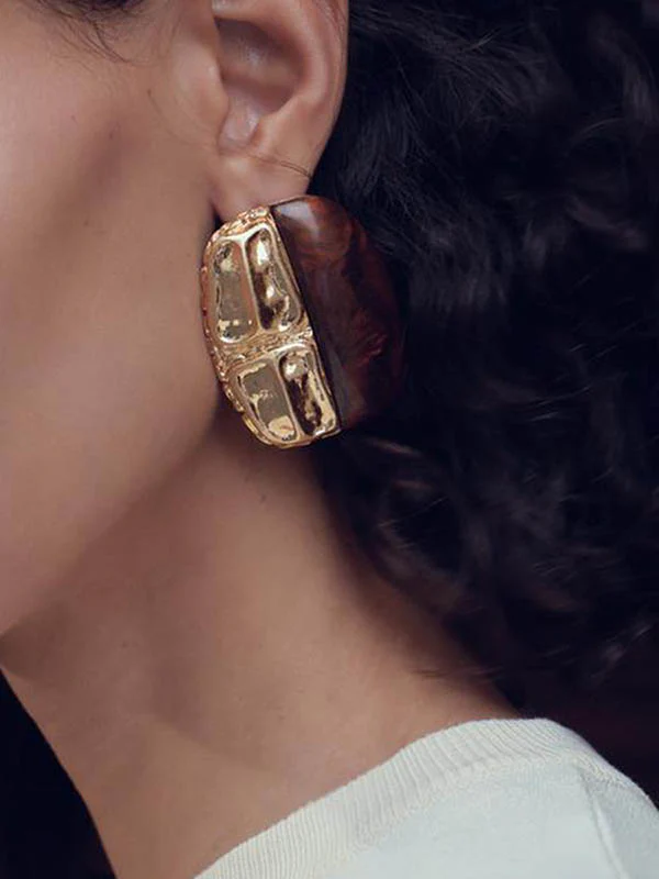 Geometric Split-Joint Drop Earrings - Image 3