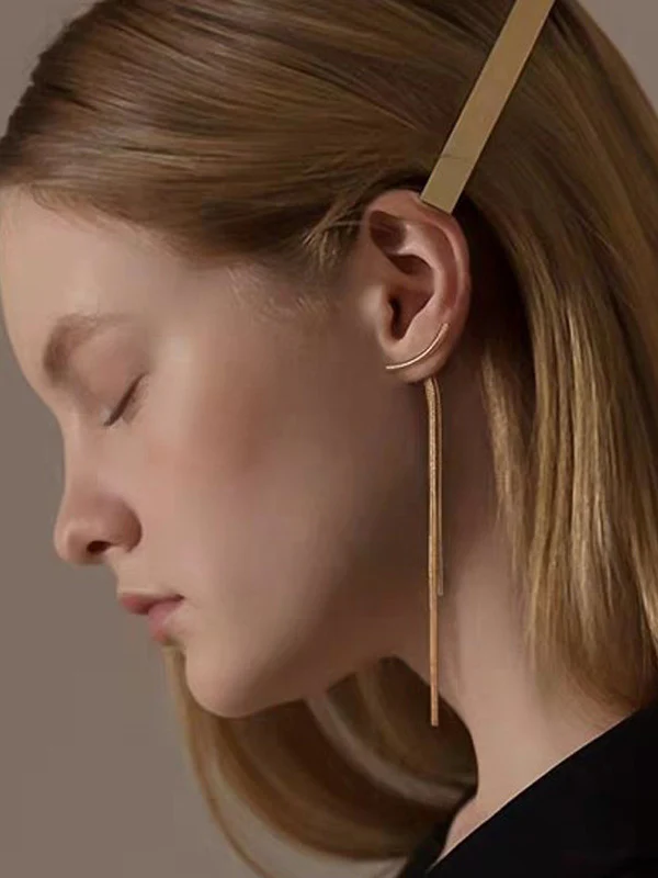 Geometric Tasseled Drop Earrings - Image 2