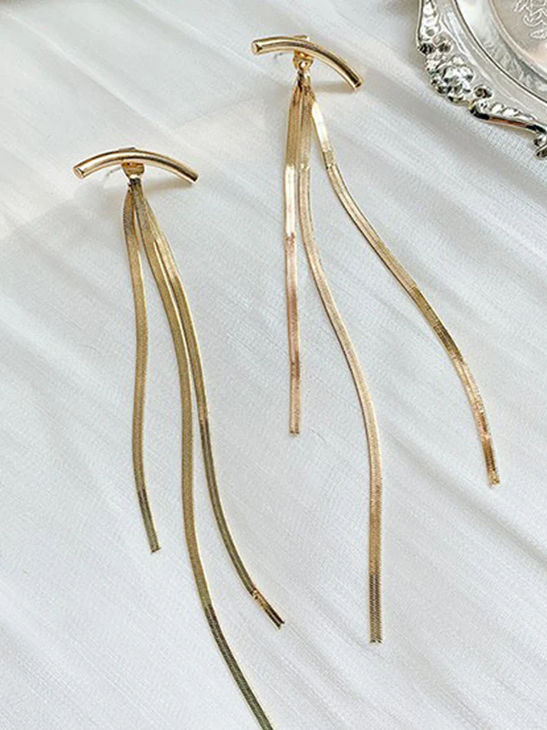 Geometric Tasseled Drop Earrings - Image 7