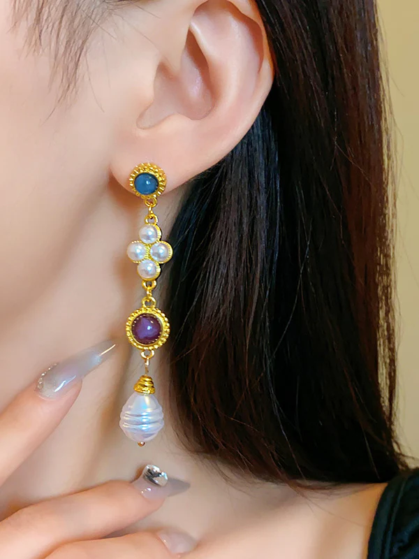 Geometric Tasseled Drop Earrings - Image 2