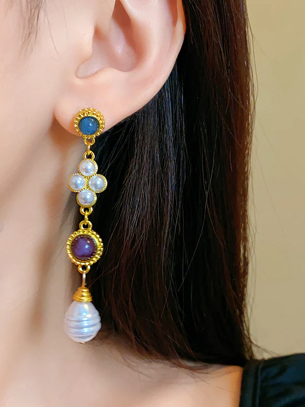 Geometric Tasseled Drop Earrings - Image 3