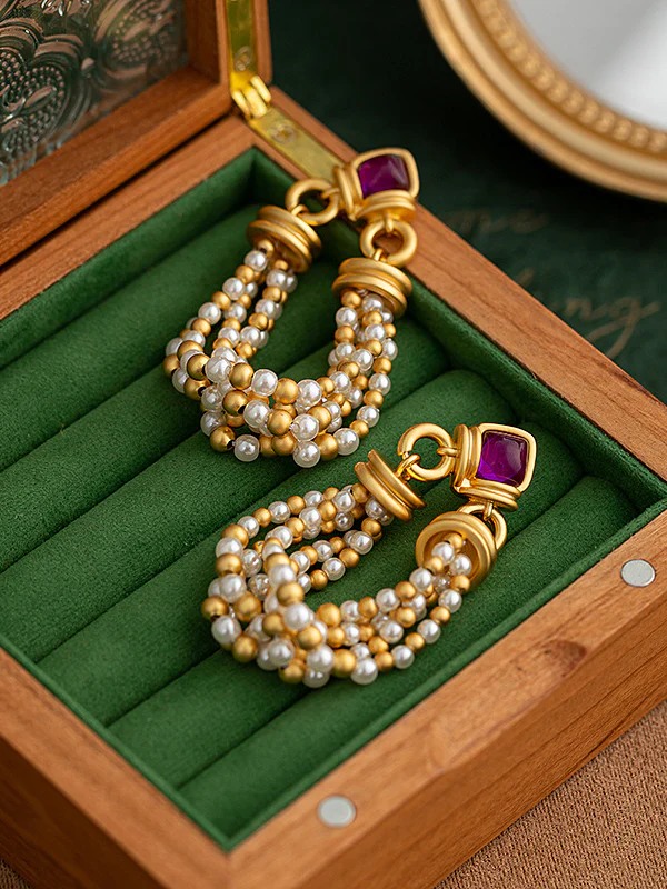 Geometric Tasseled Drop Earrings - Image 2