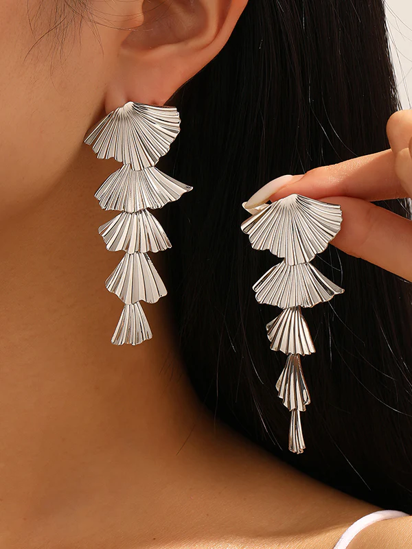 Geometric Tasseled Drop Earrings - Image 2