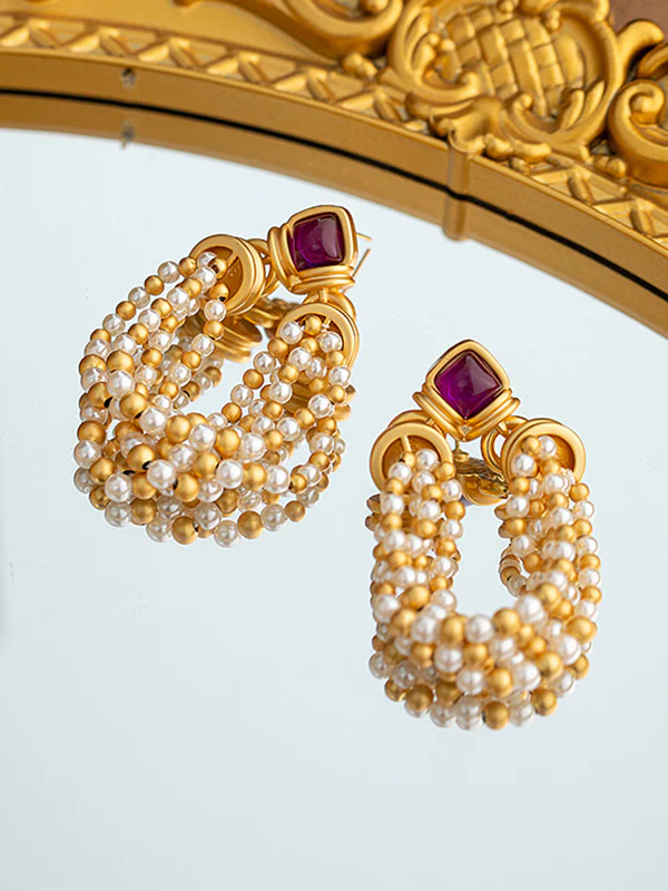 Geometric Tasseled Drop Earrings - Image 4
