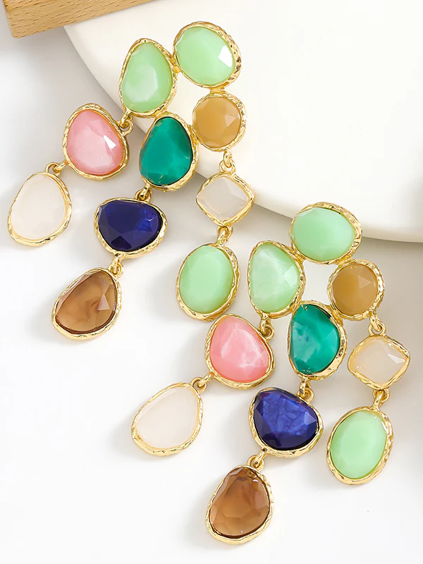 Geometric Tasseled Drop Earrings - Image 2