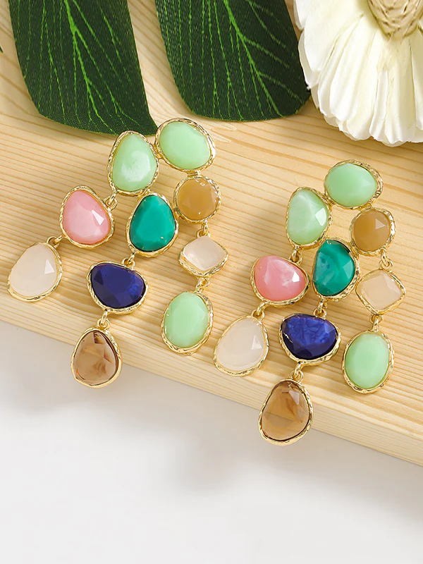 Geometric Tasseled Drop Earrings - Image 3