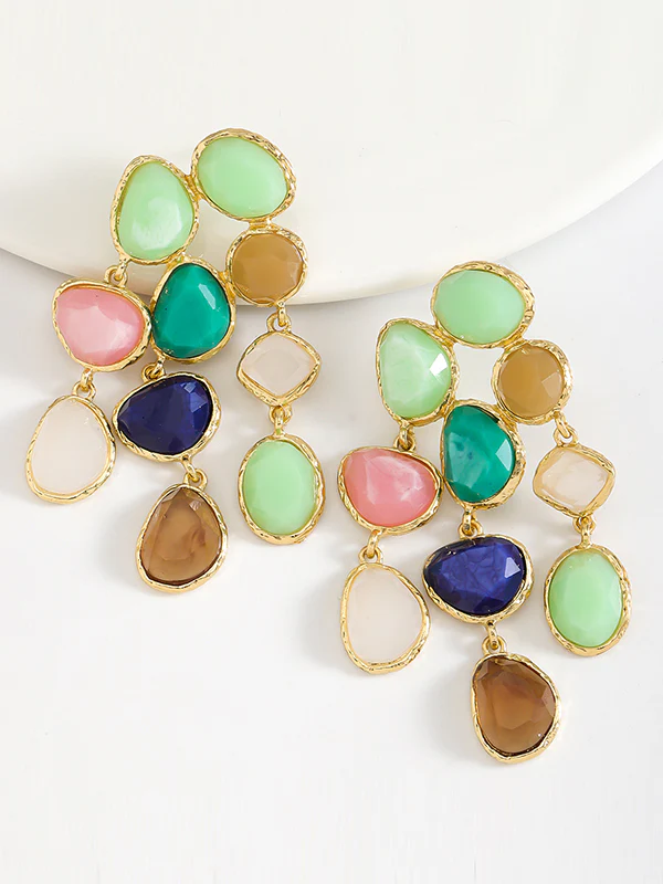 Geometric Tasseled Drop Earrings - Image 4