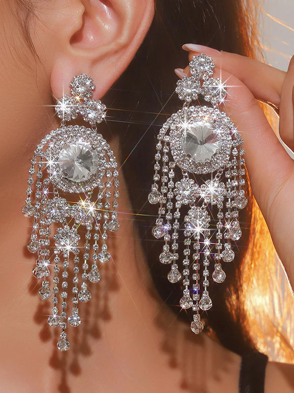 Geometric Tasseled Drop Earrings - Image 2