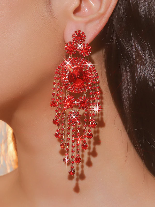 Geometric Tasseled Drop Earrings - Image 4