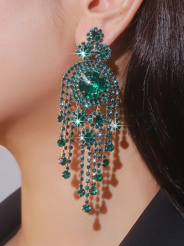 Geometric Tasseled Drop Earrings - Image 5