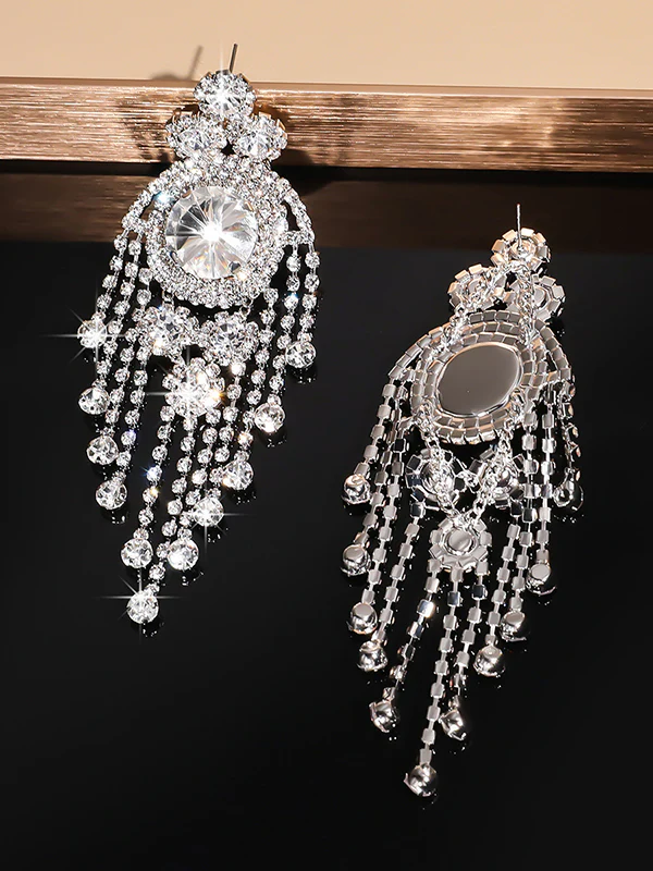 Geometric Tasseled Drop Earrings - Image 7