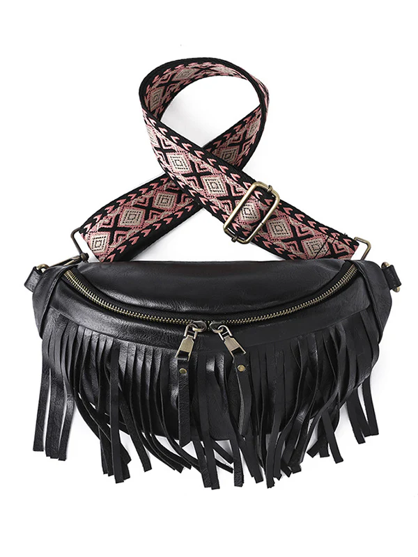Geometric Tasseled Zipper Crossbody Bags - Image 14