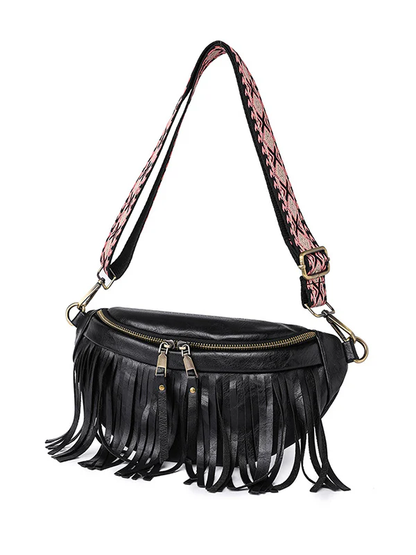 Geometric Tasseled Zipper Crossbody Bags - Image 19