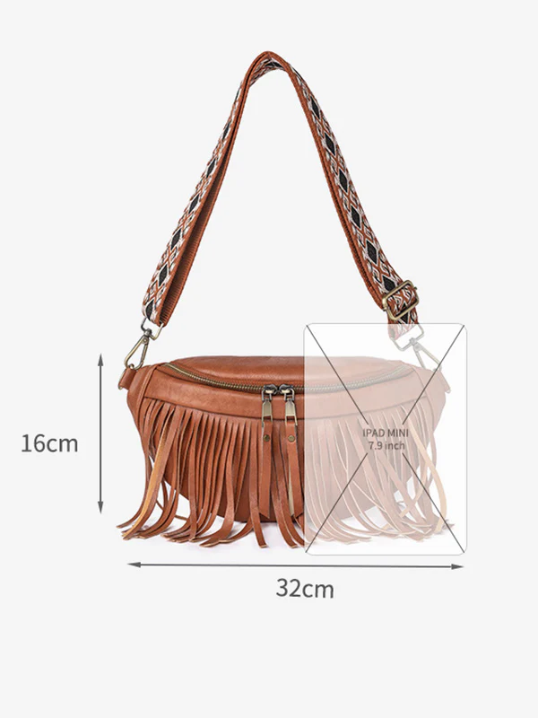 Geometric Tasseled Zipper Crossbody Bags - Image 20
