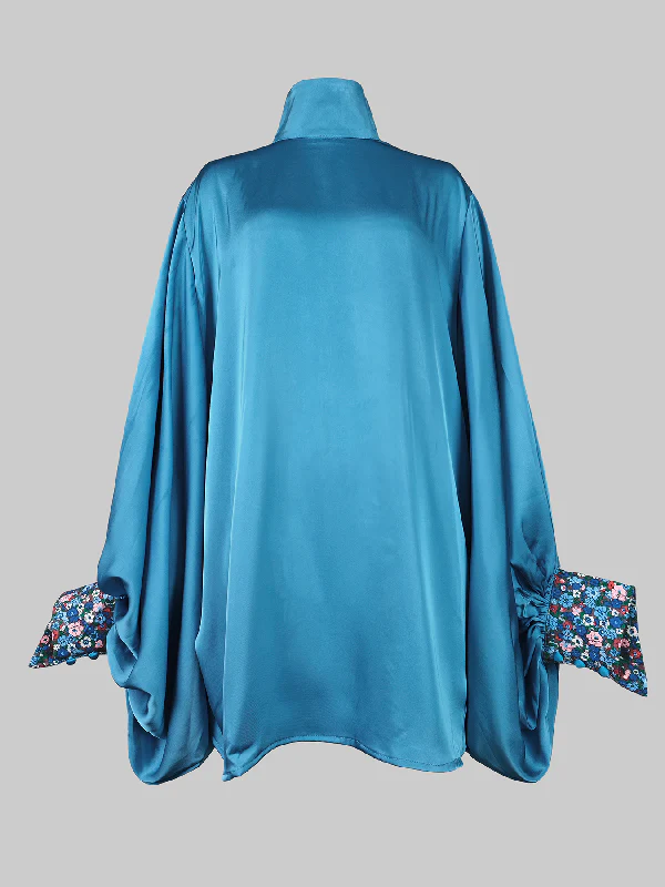 Going Out Loose Batwing Sleeves Buttoned Solid Color Mini Dresses - Image 5