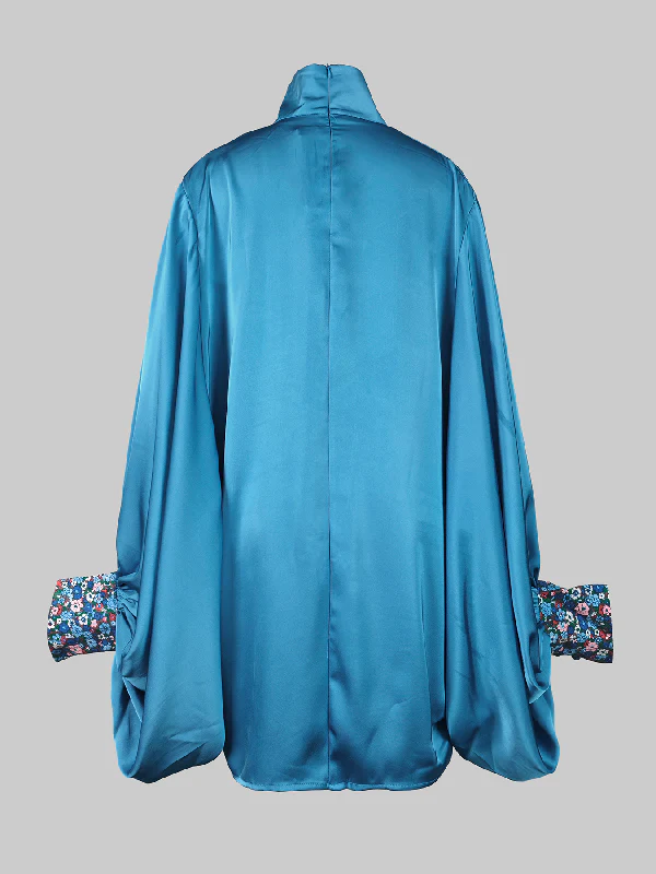 Going Out Loose Batwing Sleeves Buttoned Solid Color Mini Dresses - Image 6