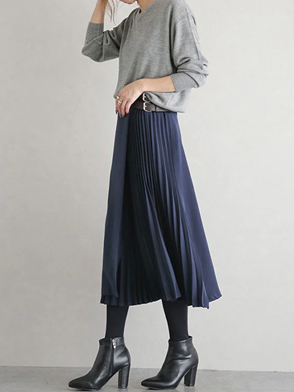 Graceful A-Line Pleated Skirt - Image 16