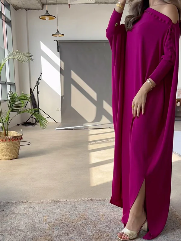 H-Line Loose Buttoned Solid Color Maxi Dresses - Image 12