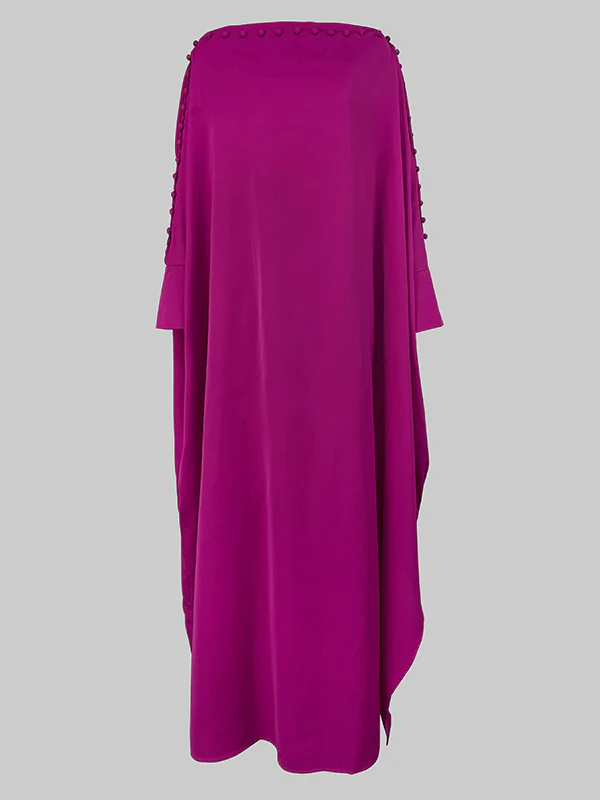 H-Line Loose Buttoned Solid Color Maxi Dresses - Image 13