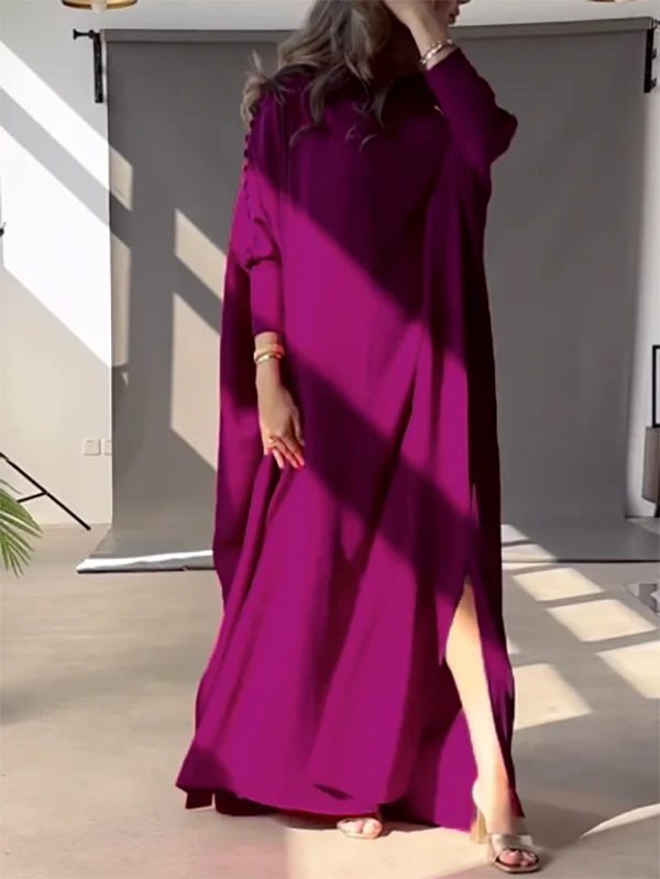H-Line Loose Buttoned Solid Color Maxi Dresses - Image 9