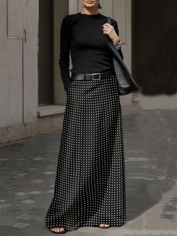 H-Line Loose Polka-Dot Split-Joint Skirts - Image 2