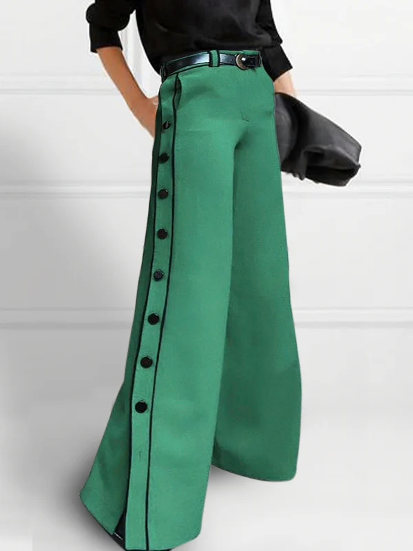 H-line Wide Leg Solid Color Pants