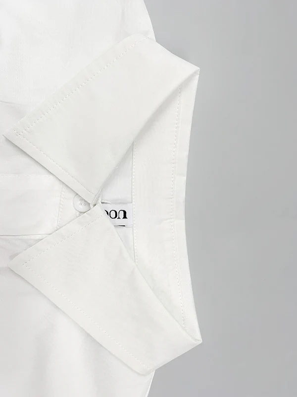 Half Sleeves Loose Buttoned Solid Color Lapel Blouses&Shirts Tops - Image 9
