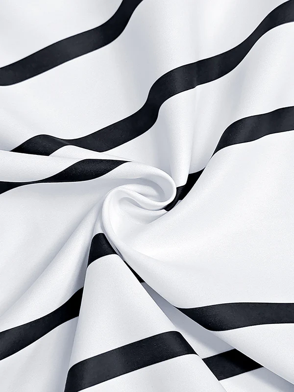 Half Sleeves Loose Buttoned Striped Lapel Midi Dresses Shirt Dress - Image 8