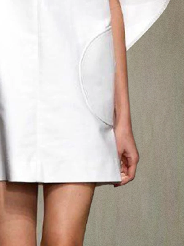 Half Sleeves Loose Solid Color Deep V-Neck Mini Dresses - Image 6
