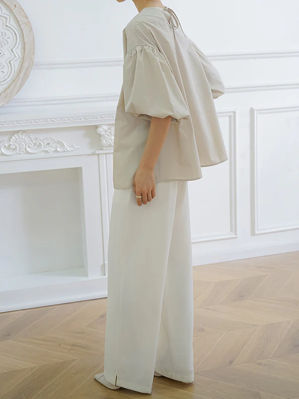 Half Sleeves Loose Solid Color V-Neck Blouses&Shirts Tops - Image 14