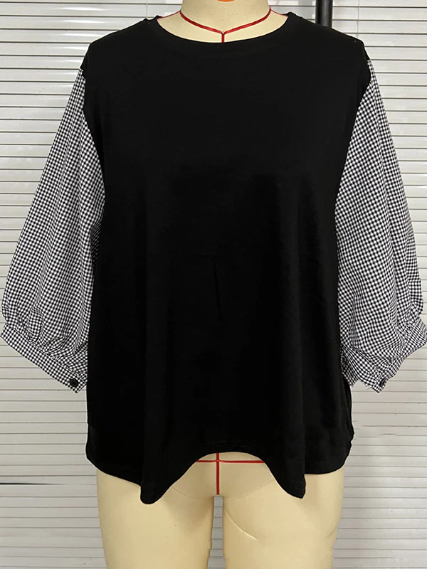 Half Sleeves Loose Split-Joint Round-Neck T-Shirts - Image 11