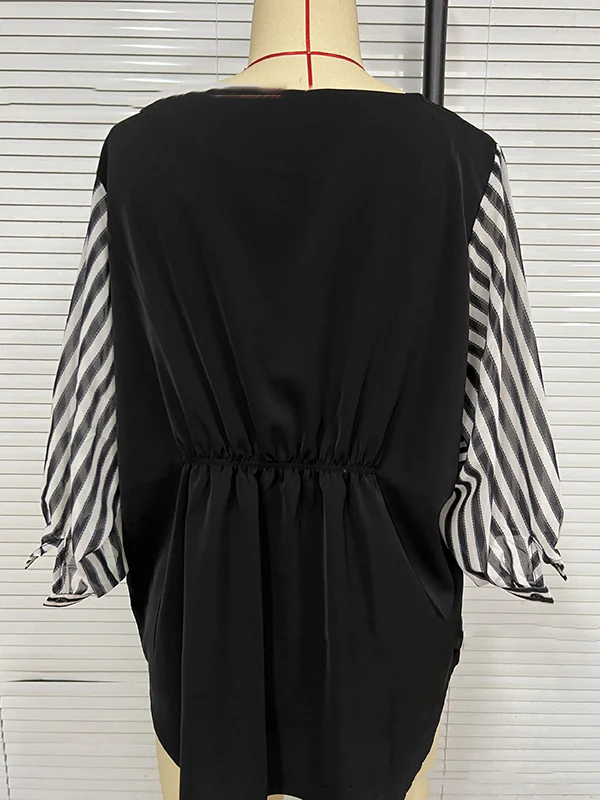Half Sleeves Loose Split-Joint Round-Neck T-Shirts - Image 14