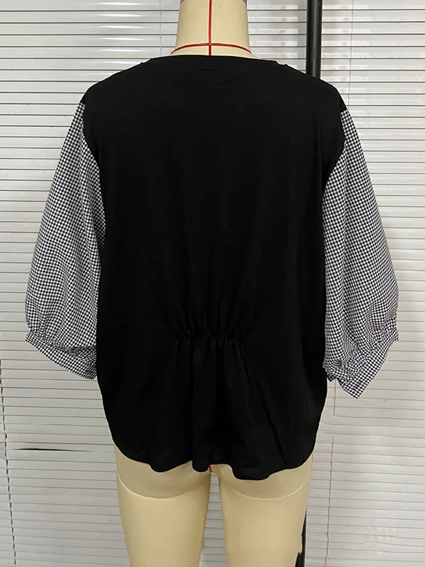 Half Sleeves Loose Split-Joint Round-Neck T-Shirts - Image 17