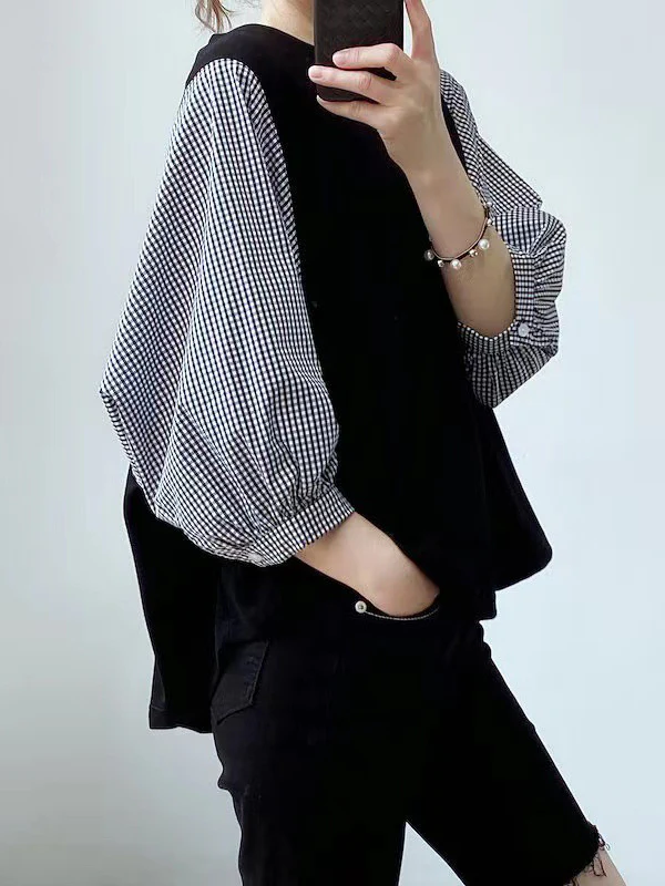 Half Sleeves Loose Split-Joint Round-Neck T-Shirts - Image 7