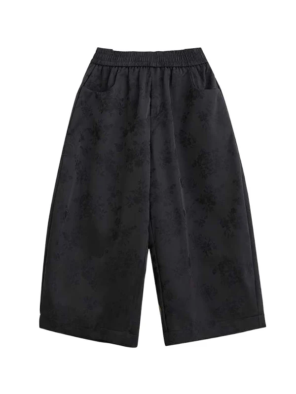 Harem Pants High Waisted Elasticity Jacquard Pockets Solid Color Ninth Pants Trousers - Image 7