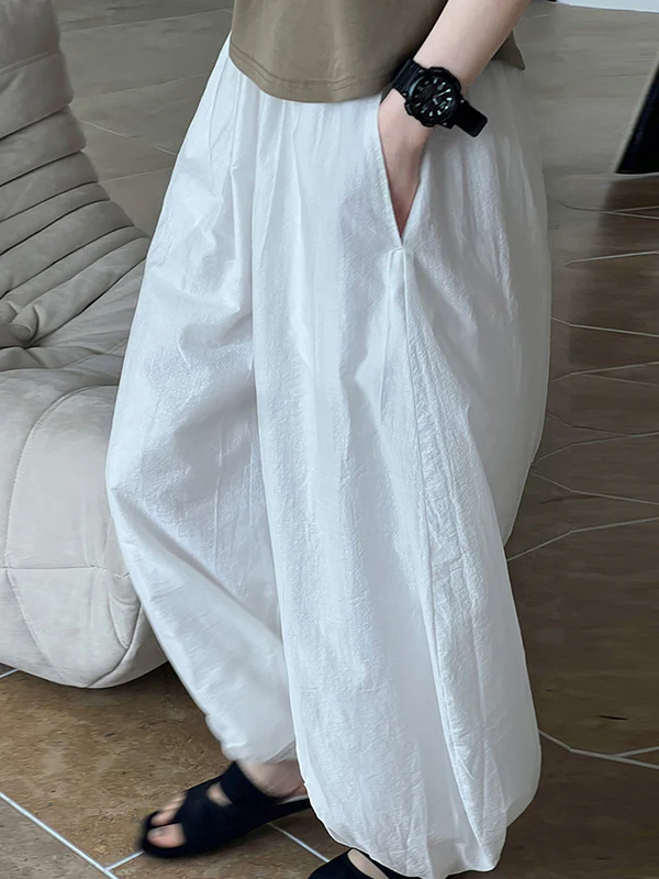 Harem Pants High Waisted Elasticity Solid Color Split-Joint Pants Trousers - Image 14