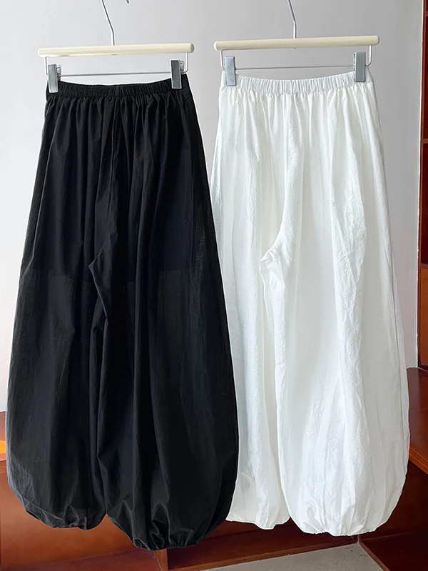 Harem Pants High Waisted Elasticity Solid Color Split-Joint Pants Trousers - Image 17