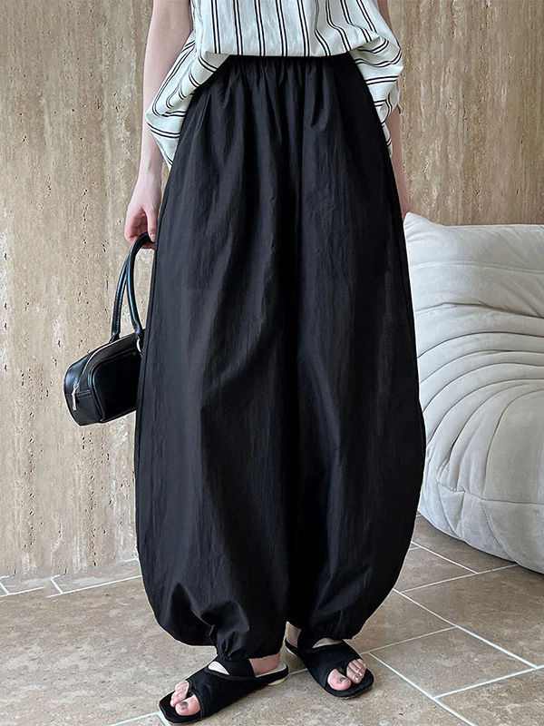 Harem Pants High Waisted Elasticity Solid Color Split-Joint Pants Trousers - Image 2