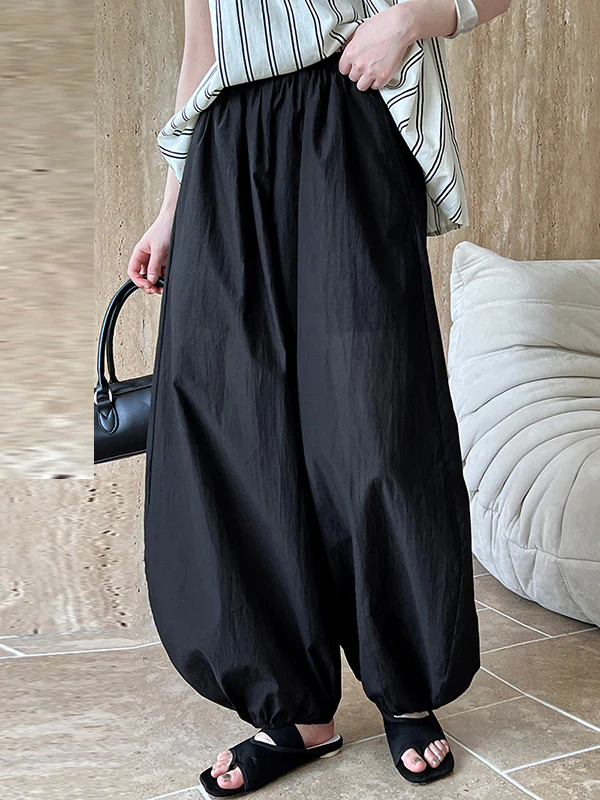 Harem Pants High Waisted Elasticity Solid Color Split-Joint Pants Trousers - Image 3