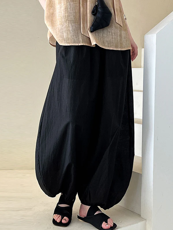 Harem Pants High Waisted Elasticity Solid Color Split-Joint Pants Trousers - Image 5