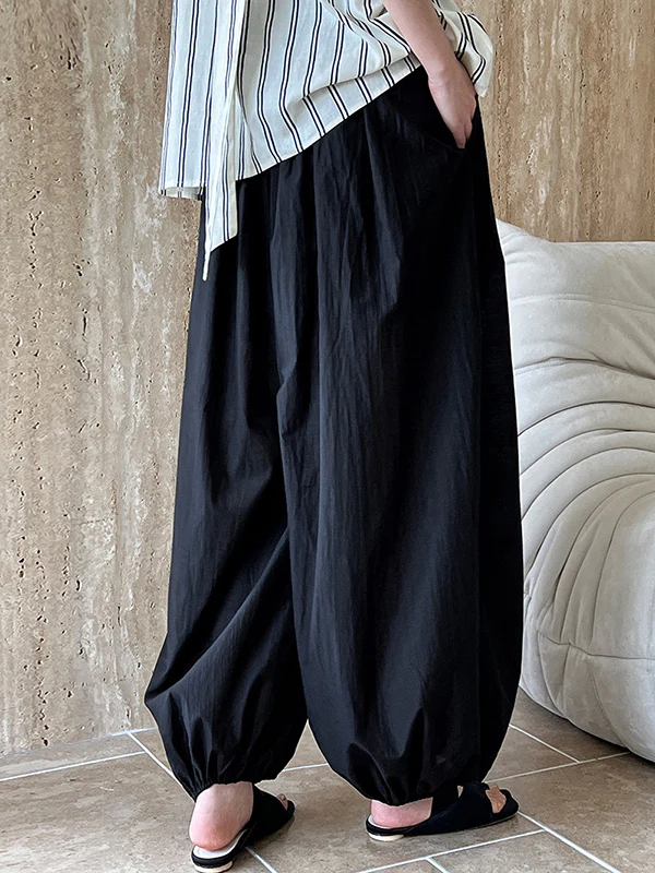 Harem Pants High Waisted Elasticity Solid Color Split-Joint Pants Trousers - Image 6