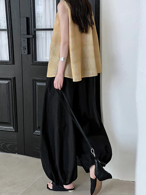 Harem Pants High Waisted Elasticity Solid Color Split-Joint Pants Trousers - Image 7