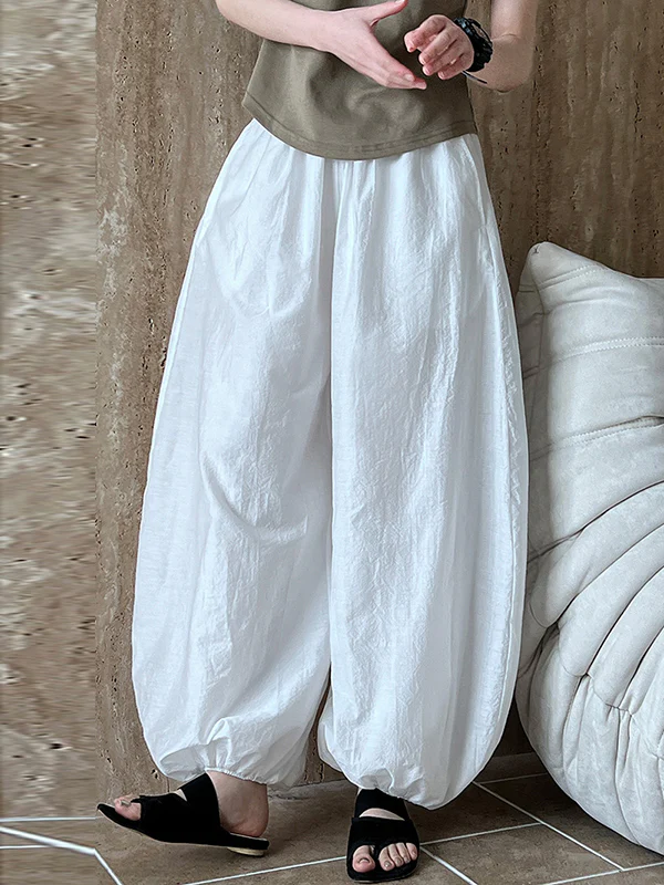 Harem Pants High Waisted Elasticity Solid Color Split-Joint Pants Trousers - Image 8